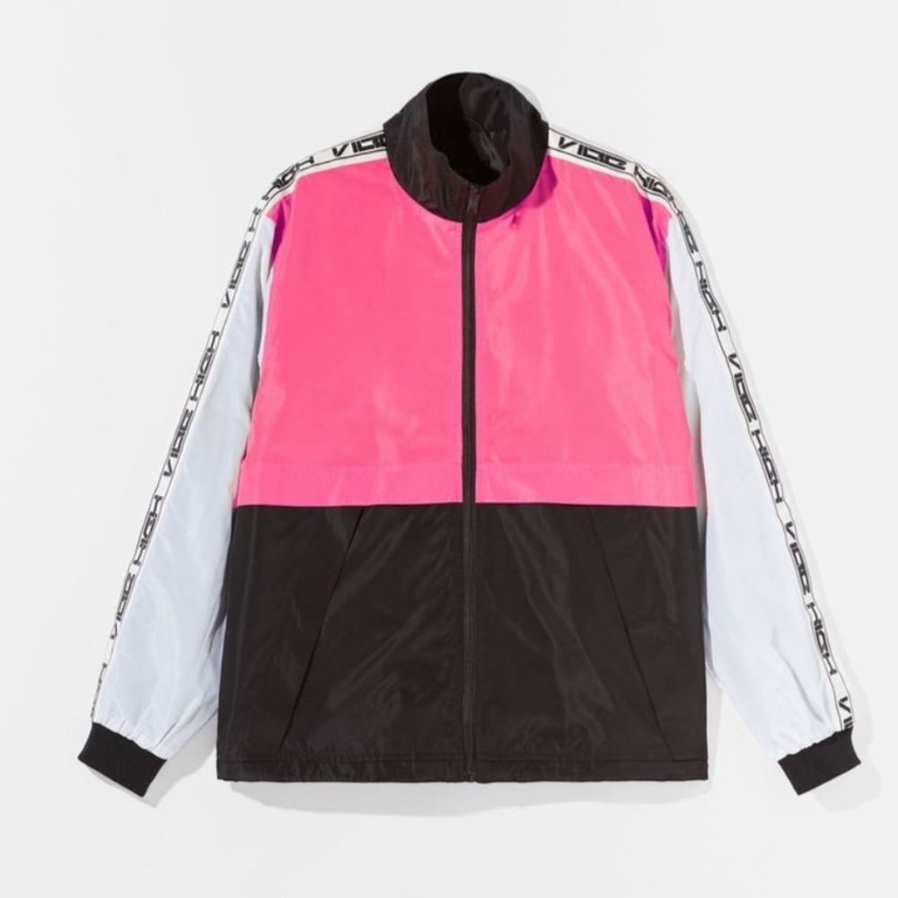 Bershka Pink and Black Colorblock  Windbreaker‎ Jacket
